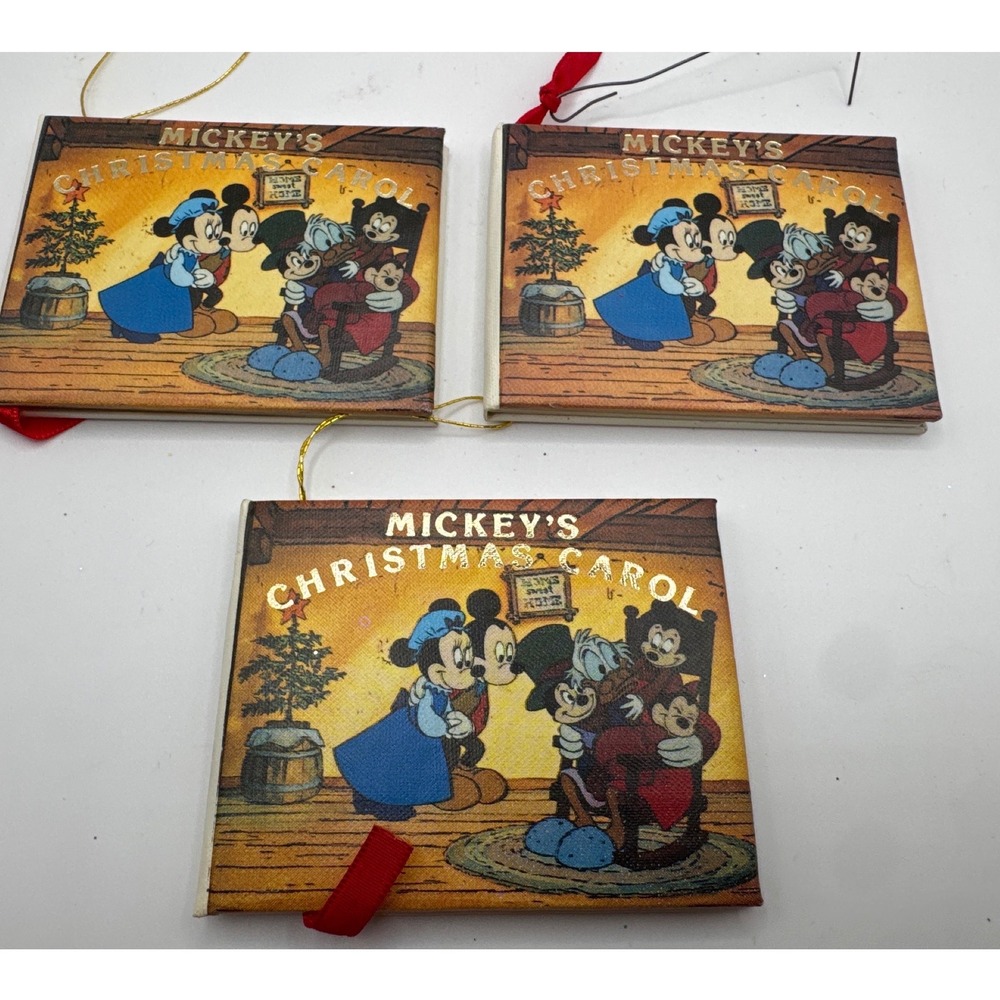 Vintage 1983 Disney Mickeys Christmas Carol Miniature Book Ornaments Set of 3